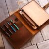 Personalized Brown Leather Padfolio Holder