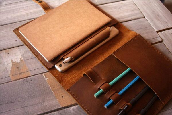Personalized Brown Leather Padfolio Holder - Image 5