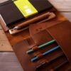 Personalized Yellow Brown Moleskine Leather Cover Notebook Holder - Image 4