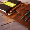 Personalized Yellow Brown Moleskine Leather Cover Notebook Holder - Image 5