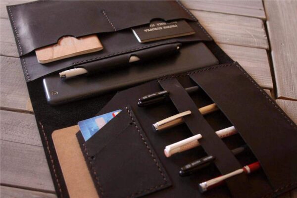 Black Embossed Leather Portfolio - Image 3