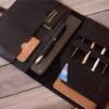 Black Embossed Leather Portfolio - Image 4