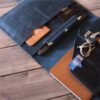 Distressed Blue Leather Portfolio Personalised Holder - Image 5