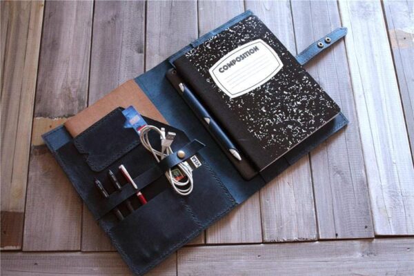 Blue Leather iPad Notebook Cases Portfolio