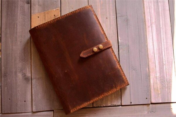 Engraved Brown Leather Padfolio Organizer - Image 5