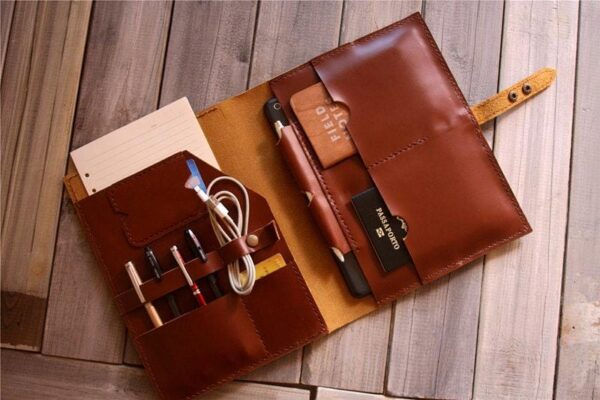 Saddle Custom Leather Portfolio Briefcase - Image 5