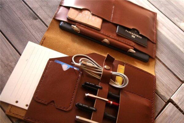 Saddle Custom Leather Portfolio Briefcase - Image 6