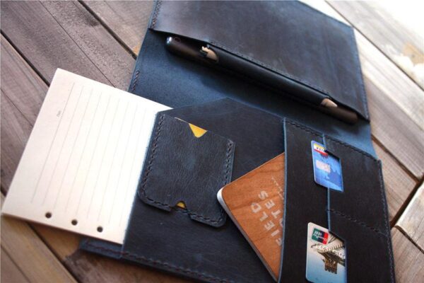 Custom Blue Leather Laptop Sleeve Case - Image 4