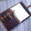 Personalized Brown Leather Portfolio Planner Organizer