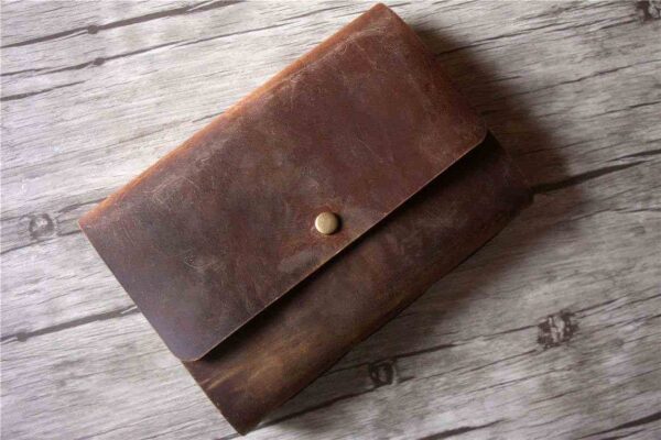 Brown Button Old Personalized Leather Bound Journal - Image 2