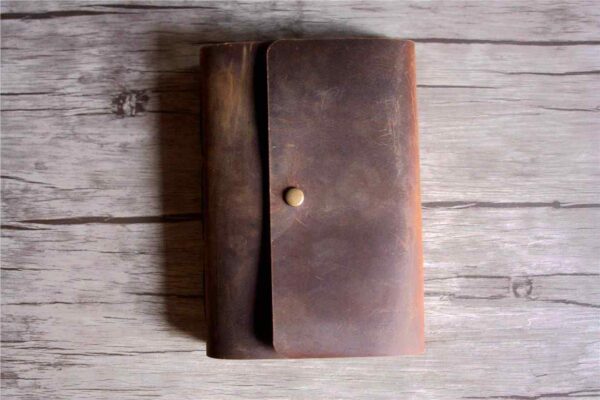 Brown Button Old Personalized Leather Bound Journal - Image 3