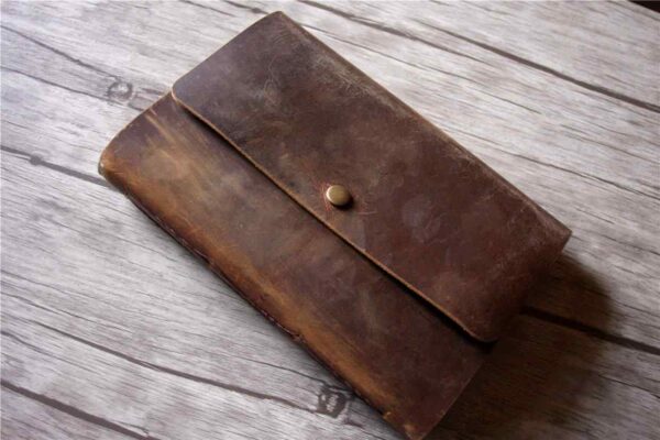 Brown Button Old Personalized Leather Bound Journal - Image 4