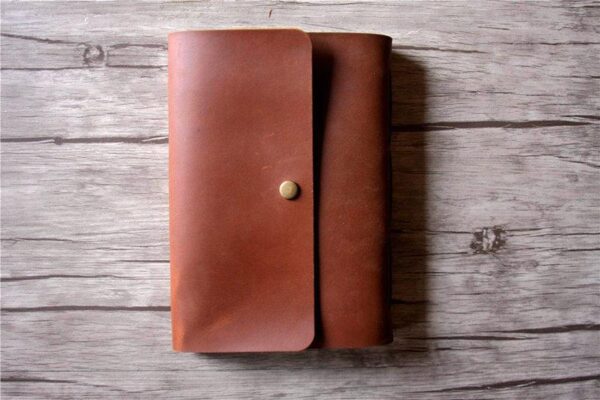 Saddle Button Leather Bound Notebook - Image 2