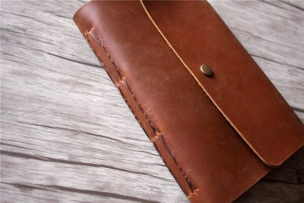 Saddle Button Leather Bound Notebook - Image 3