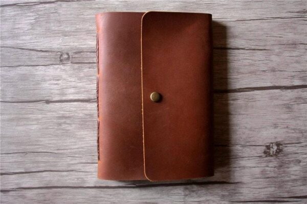 Saddle Button Leather Bound Notebook - Image 4