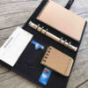 Black Embossed Leather Notebook Organiser - Image 4