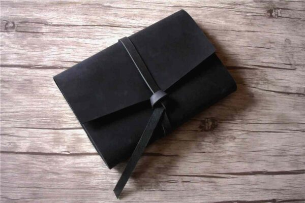 Personalized Black Leather Wrap Journal