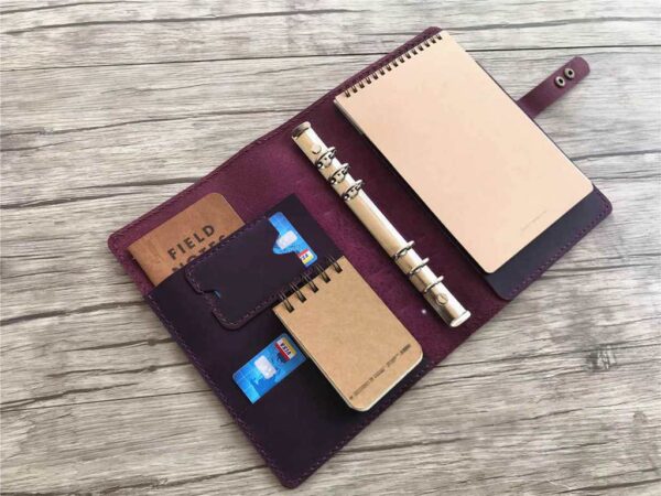 Rustic A4 Refillable Purple Leather Binders Folder