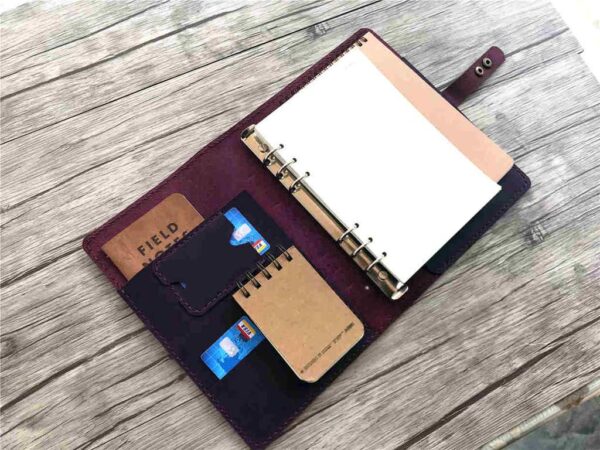 Rustic A4 Refillable Purple Leather Binders Folder - Image 3