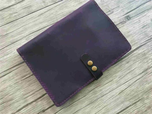 Rustic A4 Refillable Purple Leather Binders Folder - Image 5