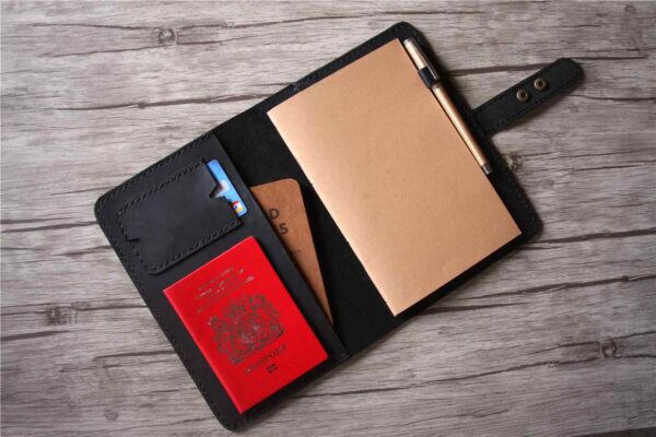 Personalized Black Leather Travel Journal Notebook - Image 2