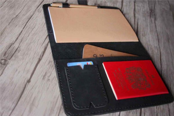 Personalized Black Leather Travel Journal Notebook - Image 3