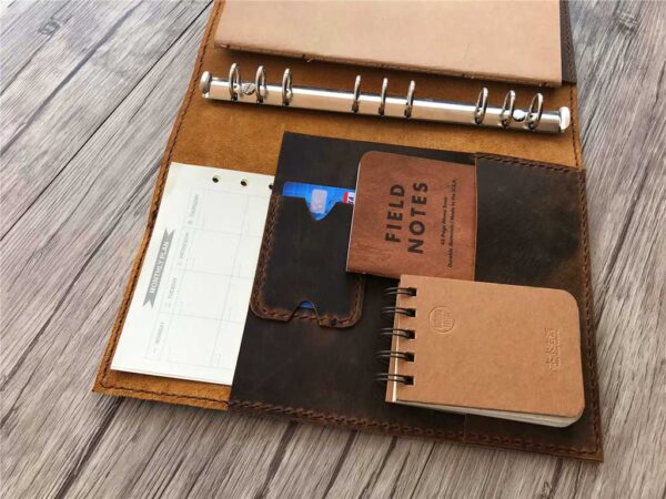 Rustic B5 Refillable Brown Leather Binders Folder