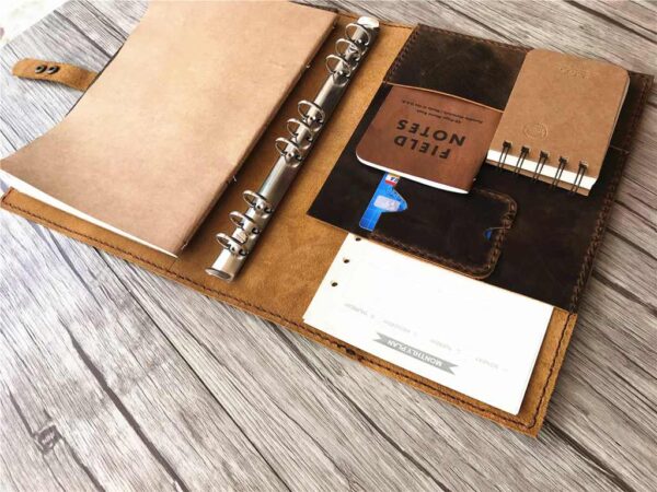 Rustic B5 Refillable Brown Leather Binders Folder - Image 4