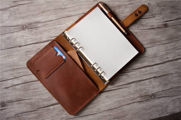 Personalized Refillable Saddle Leather Ring Binders Notebook