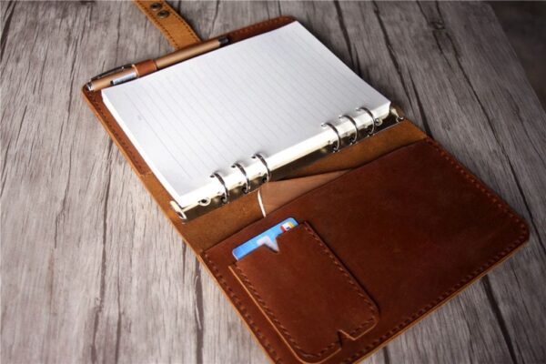 Personalized Refillable Saddle Leather Ring Binders Notebook - Image 2