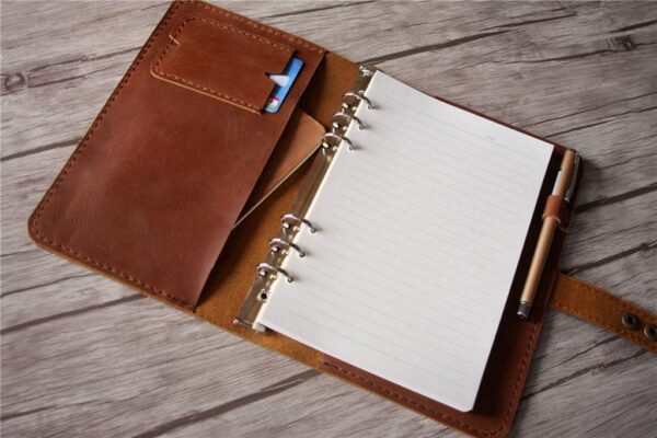 Personalized Refillable Saddle Leather Ring Binders Notebook - Image 5