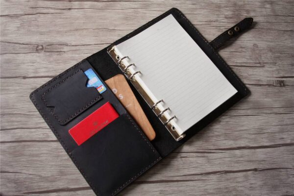 Custom Refillable Black Leather Sketchbook