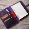 Personalized Purple Leather Binder Notebook Cover