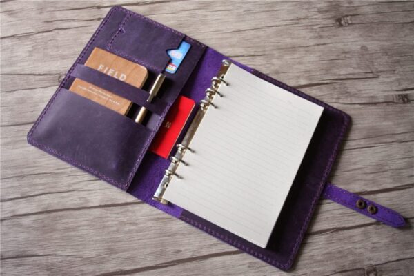 Personalized Purple Leather Binder Notebook Cover - Image 2