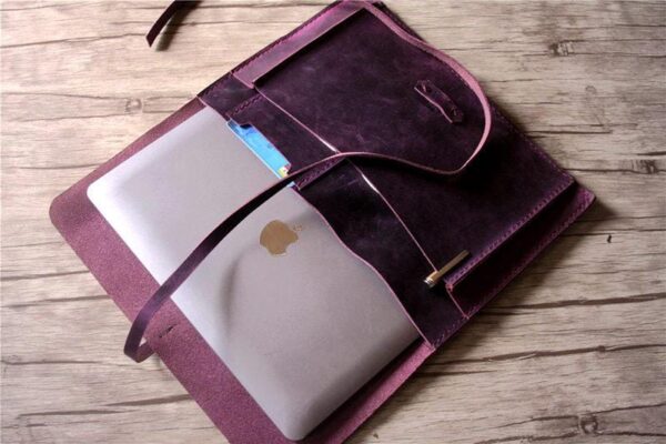 Personalized Leather Macbook 12 inch Case Sleeve - Image 3