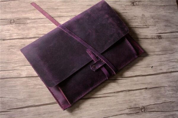 Personalized Leather Macbook 12 inch Case Sleeve - Image 5