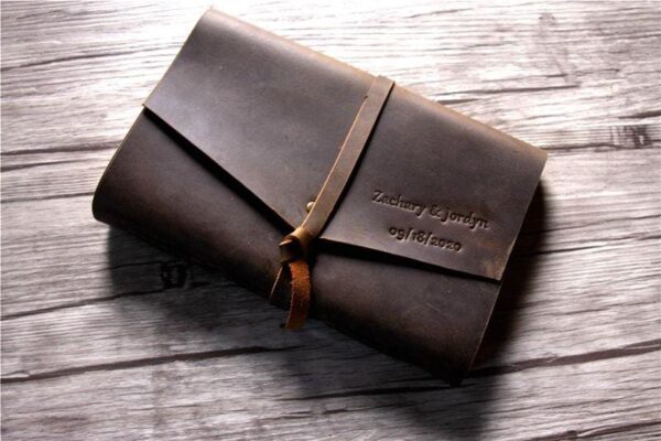 Custom Embossed Leather Funeral Memory Book - Image 2