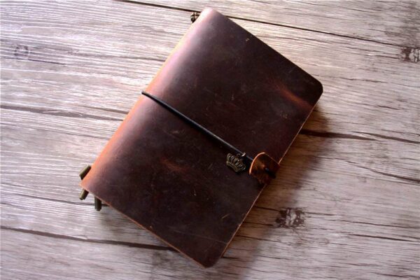 Rustic Brown Leather Refillable Bound Journal - Image 2