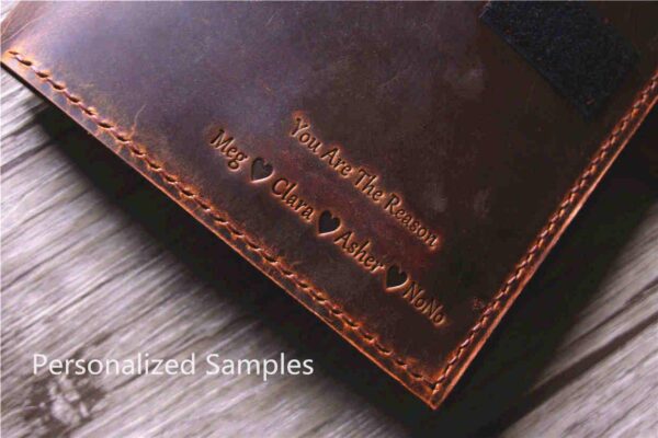 Personalized Blue Leather Sketchbook Cover - Image 4