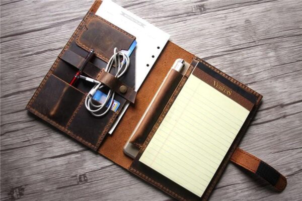 Personalized Rustic Brown Leather iPad Mini Cover Sleeve - Image 4