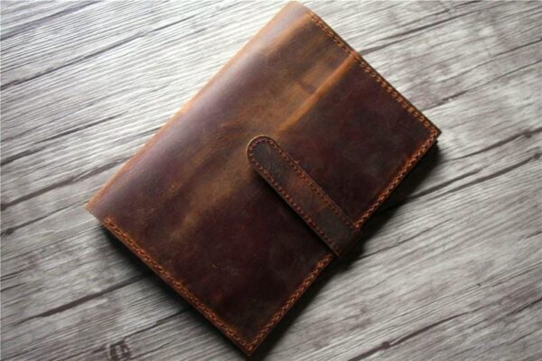 Personalized Rustic Brown Leather iPad Mini Cover Sleeve - Image 2