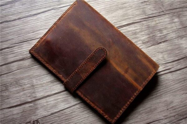 Personalized Rustic Brown Leather iPad Mini Cover Sleeve - Image 5