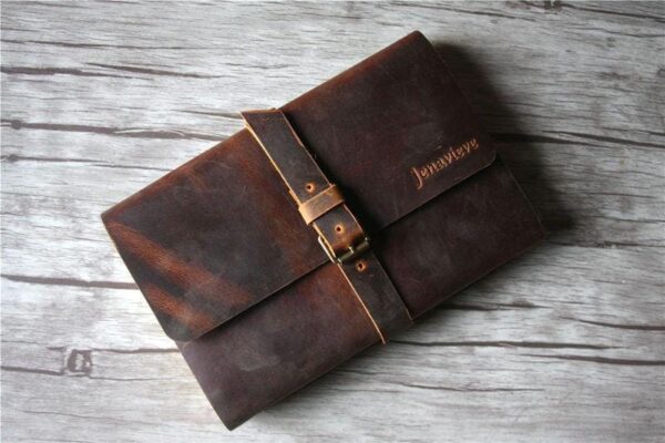 Brown Notebook Folder Leather Buckle - Image 2