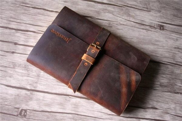 Brown Notebook Folder Leather Buckle - Image 3