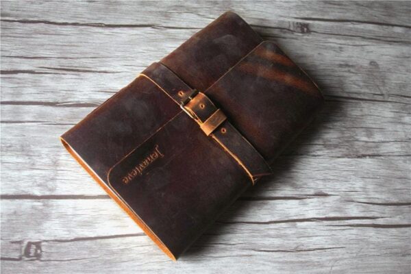 Brown Notebook Folder Leather Buckle - Image 4