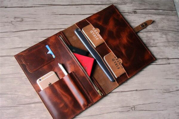 Luxury Smooth Leather Document Folder Portfolio Case