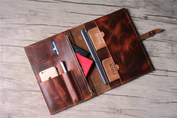 Luxury Smooth Leather Document Folder Portfolio Case - Image 3