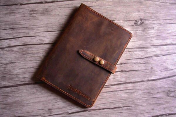 Rustic Brown Leather Notebook Cover B5 - Image 4