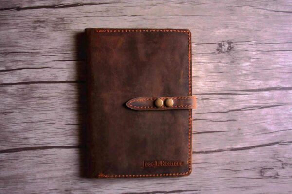 Rustic Brown Leather Notebook Cover B5 - Image 2