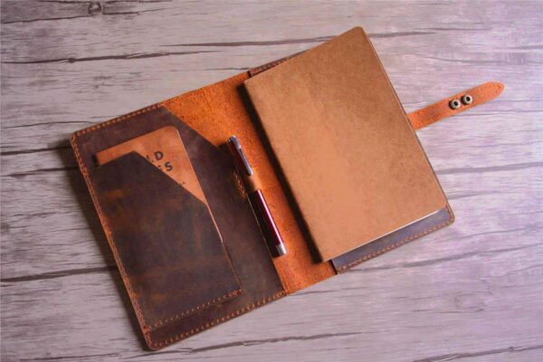 Rustic Brown Leather Notebook Cover B5 - Image 3